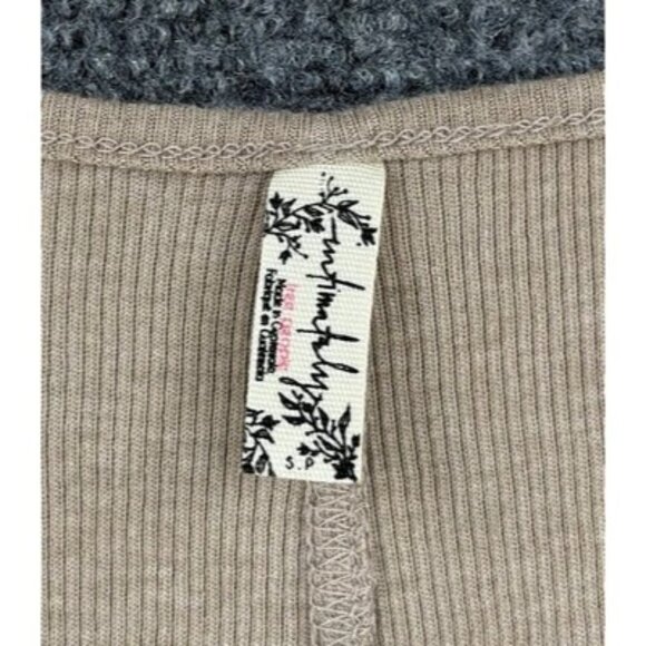 Free People Intimately Ribbed Jersey Henley Tank With Snaps Taupe Womens Small - Picture 5 of 11